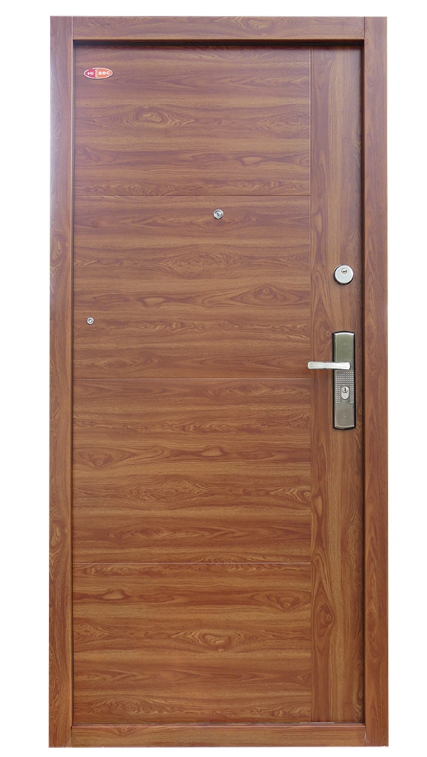 Modern selyemfényű Aranytölgy HiSec biztonsági acél bejárati ajtó