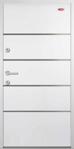 Ocelové interiérové vchodové dveře HiSec Premium - bílé s jedinečnými ozdobnými pruhy