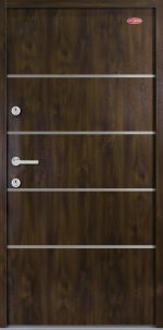 Dió színű egyedi dekorcsíkos HiSec Prémium beltéri acél bejárati ajtó