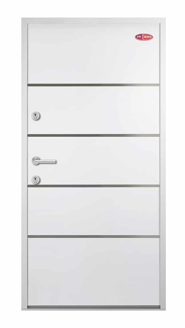 hisec-premium-belteri-acel-bejarati-ajto-feher-szinu-egyedi-dekorcsikokkal HiSec Prémium beltéri acél bejárati ajtó - Fehér színű egyedi dekorcsíkokkal