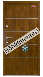 Kültéri acél HiSec bejárati ajtó Dió szín, egyedi dekorcsík
