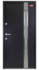 Kültéri acél HiSec bejárati ajtó Antracit, hőszigetelt üvegbetéttel