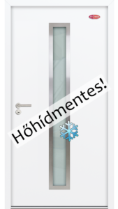 Prémium-68 Fehér kültéri acél HiSec bejárati ajtó, hőszigetelt üvegbetéttel