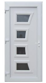 Parla - kültéri 5 kamrás műanyag bejárati ajtó négy ablakkal