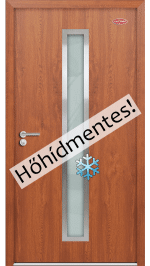 Prémium-68 Aranytölgy színű kültéri acél HiSec bejárati ajtó üvegbetéttel