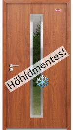 Prémium-68 Aranytölgy színű kültéri acél HiSec bejárati ajtó üvegbetéttel